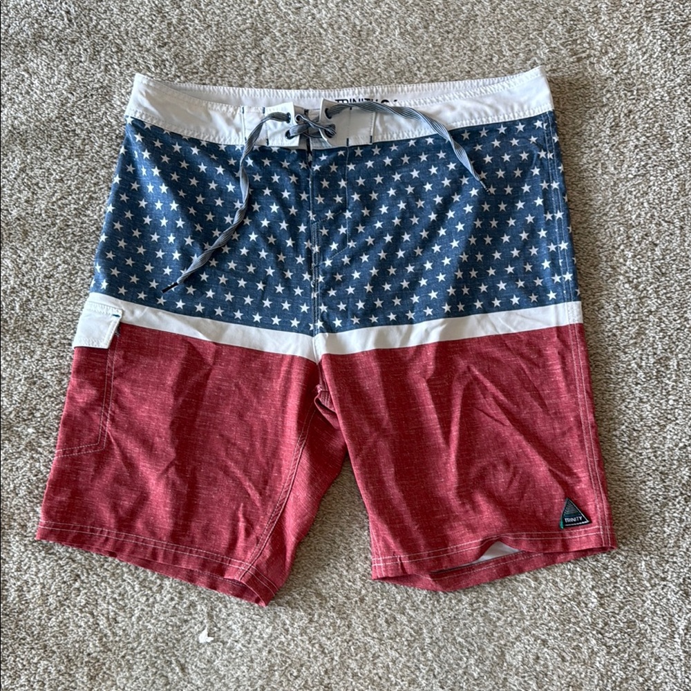 Trinity Red and Blue Star Board Shorts
